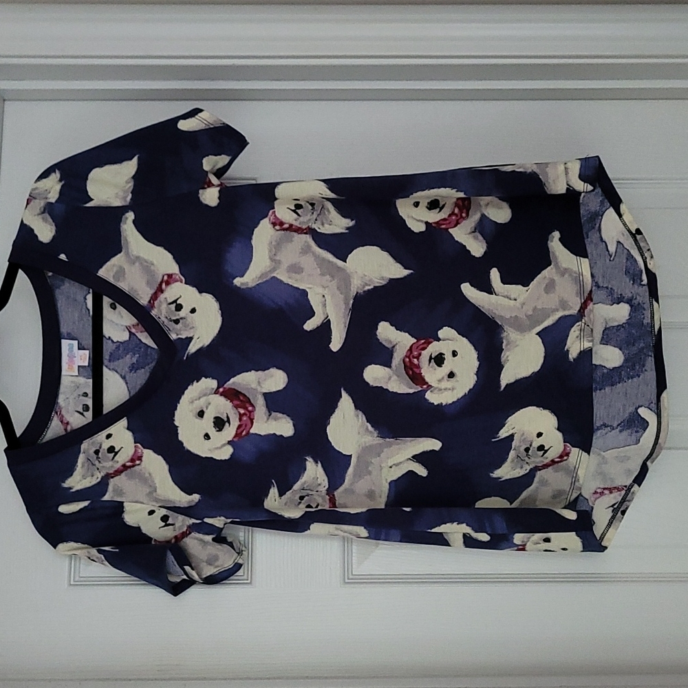 LulaRoe Christy Tee XS Bichon Dogs